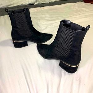 EXPRESS gold detail chunky heel ankle boots